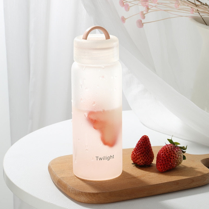 Frosted Matte Clear Glass Water Bottle 420ml