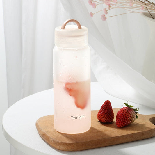 Frosted Matte Clear Glass Water Bottle 420ml